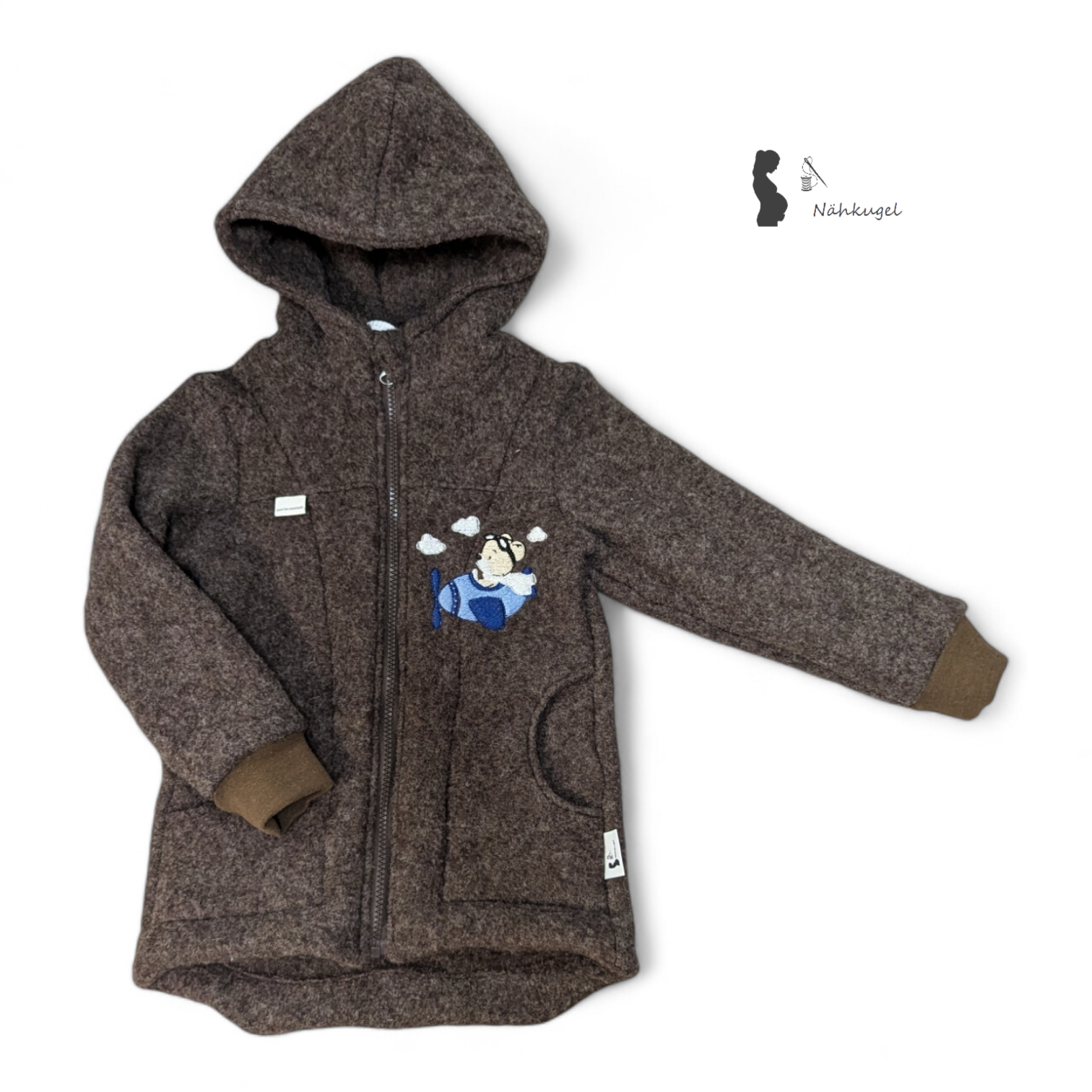 Wollfleecejacke in braun mit Teddy Gr. 110