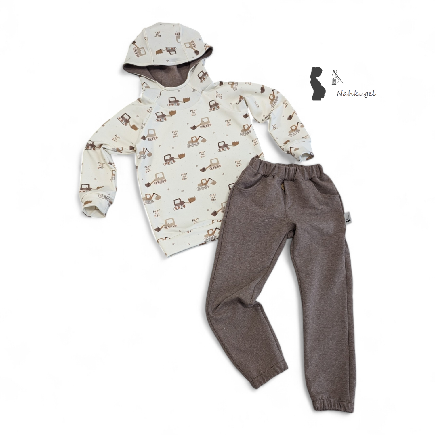 Set aus Raglan-Hoodie und Sweathose - Cooles Outfit mit Bagger-Motiv in Gr. 110